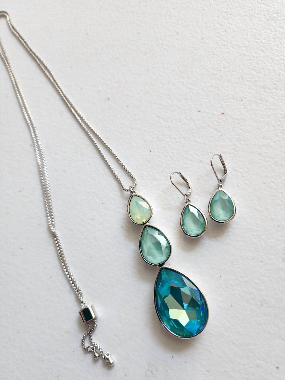Touchstone Crystal Dive In Pendant Necklace and Earrings